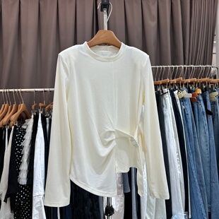 绑带不规则设计感显瘦套头上衣女装 独秀DX26B622正品 韩版 新款 春季