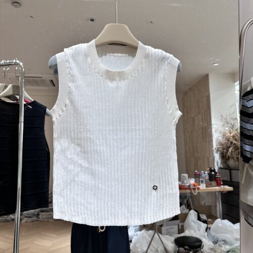 韩系坑条无袖针织背心