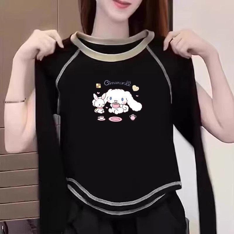 女童春秋长袖T恤2026新款韩版儿童洋气奥绒打底衫双面绒上衣纯棉