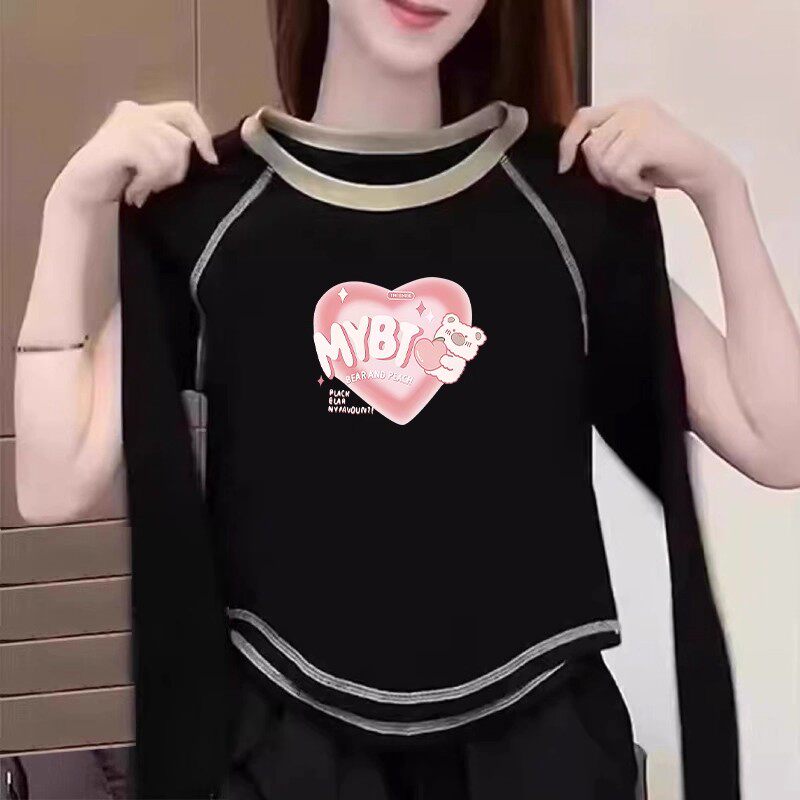 女童打底衫2026新款春秋季圆领上衣纯棉百搭插肩长袖儿童修身T恤