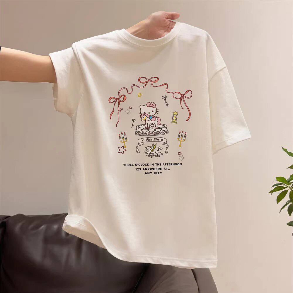 女童纯棉T恤2026夏季新款儿童宽松短袖中大童校园学生t恤印花上衣