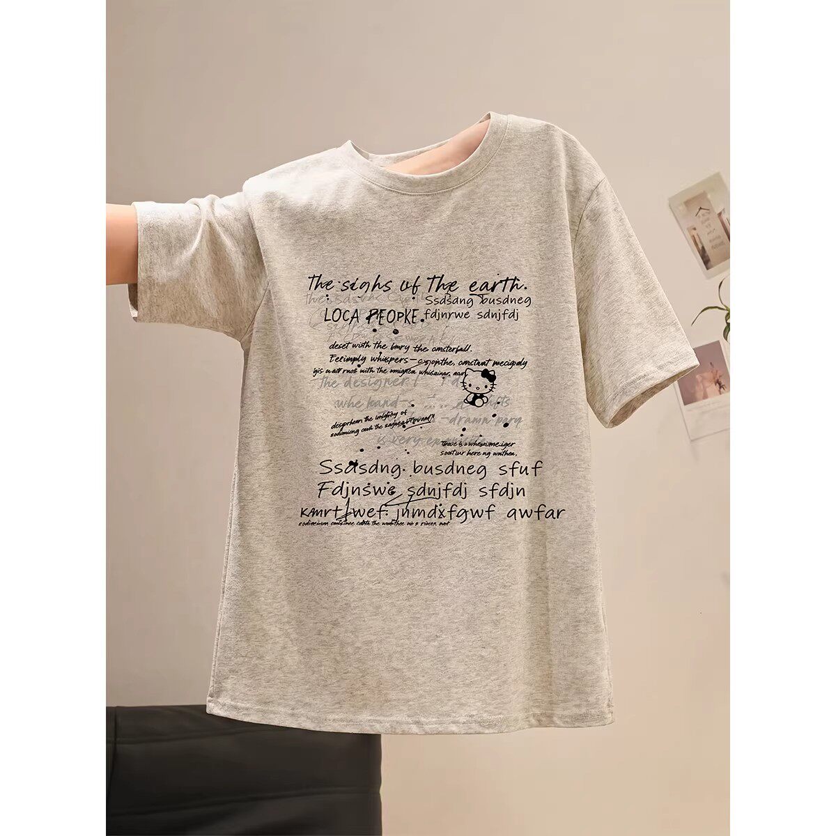 女童短袖2026夏季新款美式慵懒涂鸦字母t恤休闲宽松儿童纯棉上衣