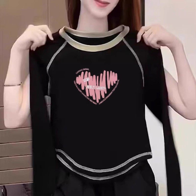 女童韩版百搭圆领上衣插肩修身t恤春秋季新款儿童纯棉打底衫长袖