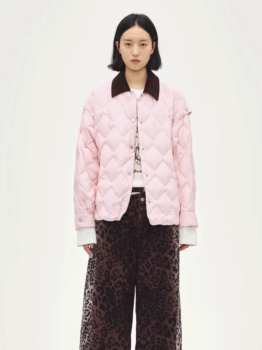AVVENN袖子可脱卸衬衫格纹羽绒服女25秋季女