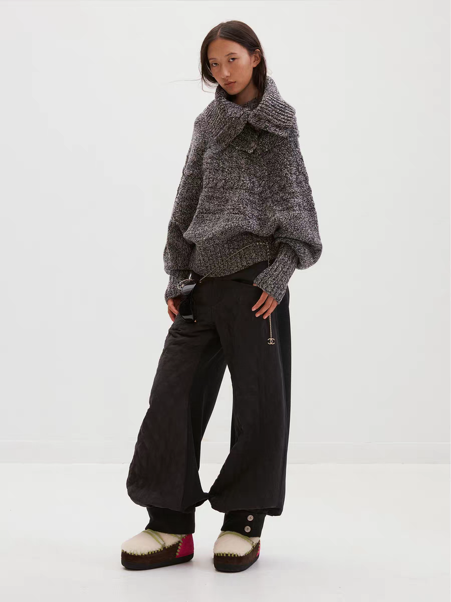 MEDIUM WELL新款25aw彩点绞花羊毛蝙蝠袖毛衣女