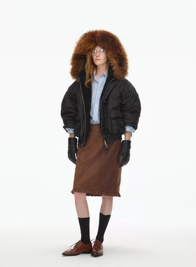 ECHOADE宽松短款版型大帽檐设计毛领鹅绒外套25秋冬女