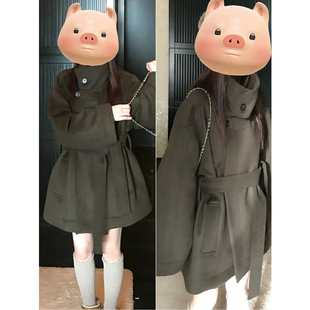 气质双面羊绒大衣女款2025新款秋冬季高级感小个子立领羊毛呢外套