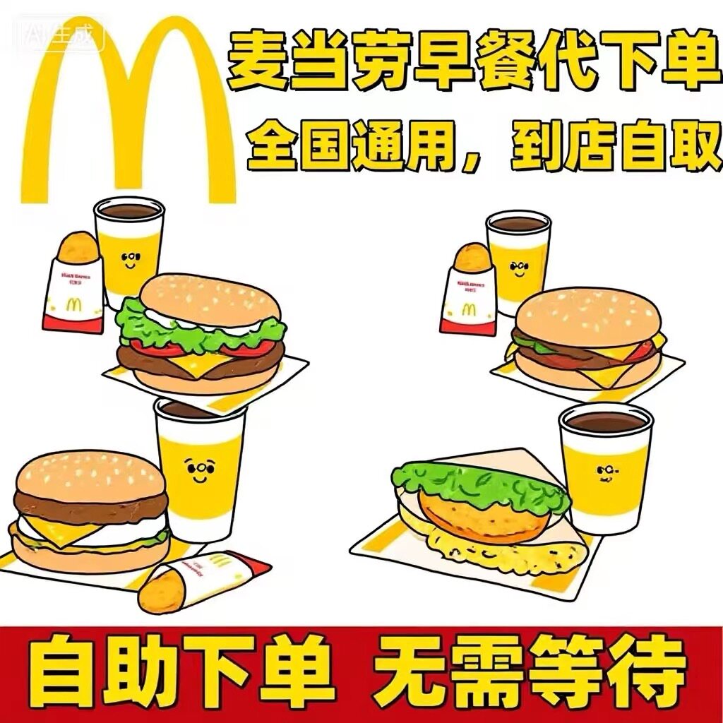 麦当劳早餐代下单叠叠卷芝芝吉士蛋板烧猪柳麦满炒双蛋冰咖优惠券