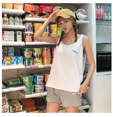 Real picture ᦇ two sets of color matching and external suspender Vest + wide leg shorts