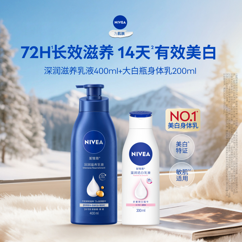 妮维雅身体乳液深层滋润秋冬干燥补水温润透白身体护理套装