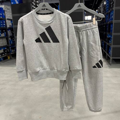 Adidas阿迪达斯儿童加绒保暖秋冬运动套装卫衣卫裤两件套 JC9725