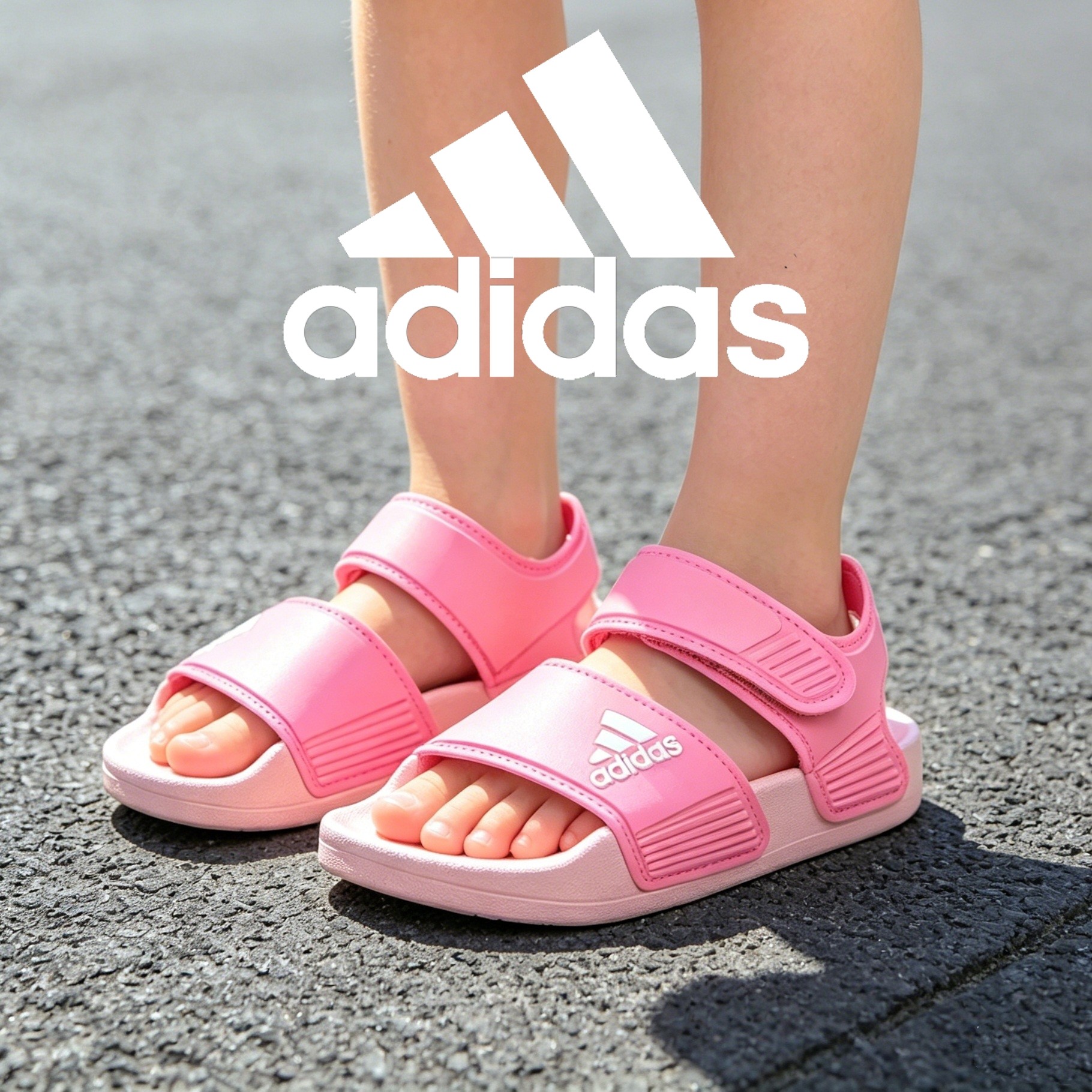 Adidas阿迪达斯女童清新粉夏舒适轻便运动休闲魔术贴凉鞋IH3634