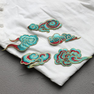 敦煌风格祥云刺绣布贴组合衣服小瑕疵修补装饰画DIY无胶缝制