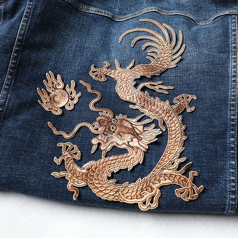 中国风龙图案刺绣布贴diy大号装饰补丁贴衣服破洞修补百搭需缝制