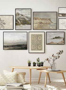 Moody Seascape Vintage Poster Neutral Coastal Gallery Art