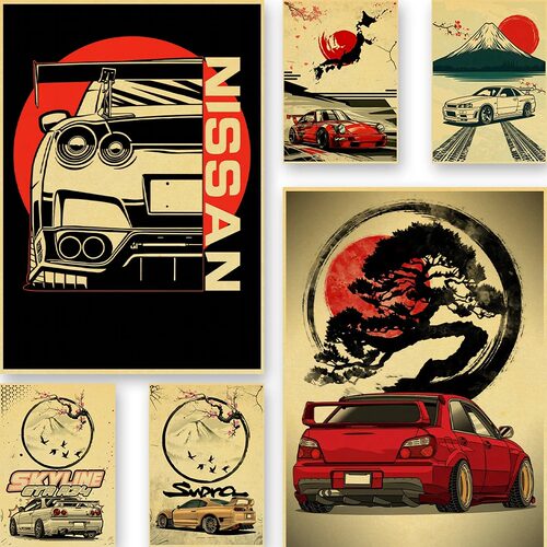 JDM Auto Canvas Painting  Japan Racing Classic Home Poster