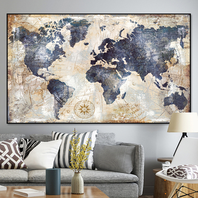Vintage World Map Painting Wall Pictures Living Room Poster