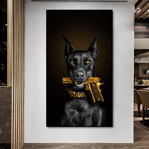 Animal Black Dog Poster Doberman Mafia Dog Poster Decorative
