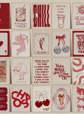 Trendy Retro Wall Set Prints Aesthetic Bar Cart Art Poster