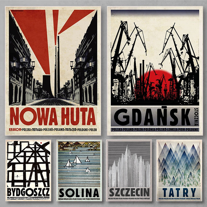 Vintage Poland City Posters Biebrza Solina Zakopane Canvas