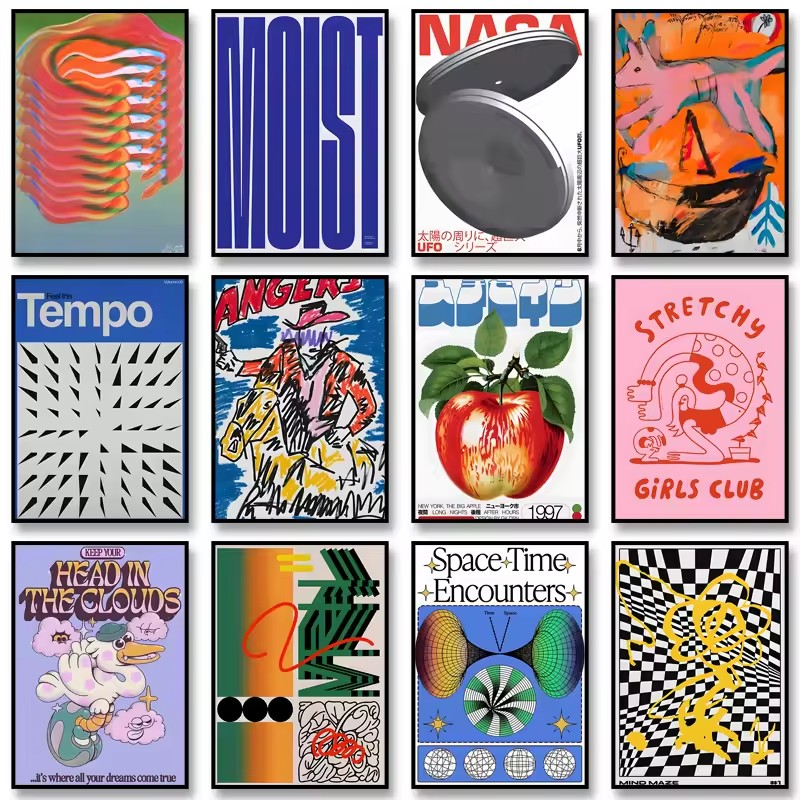 Vintage Abstract Classic Poster Retro Mid Century Wall Decor