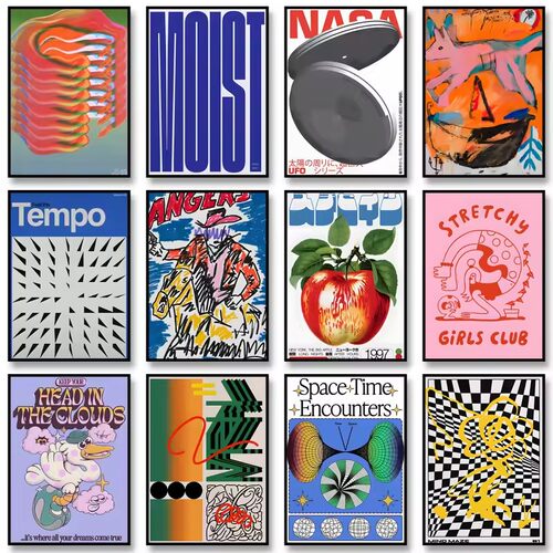 Vintage Abstract Classic Poster Retro Mid Century Wall Decor
