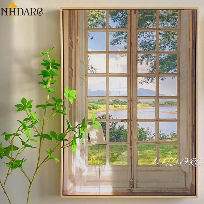 Scandinavian Simple Wall Art Green Landscape Window Poster