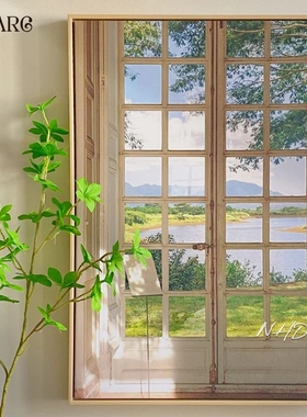 Scandinavian Simple Wall Art Green Landscape Window Poster