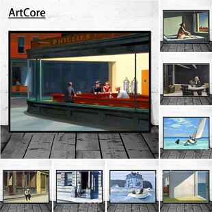 Edward Hopper Famous Realistic Master Art Poster Canvas