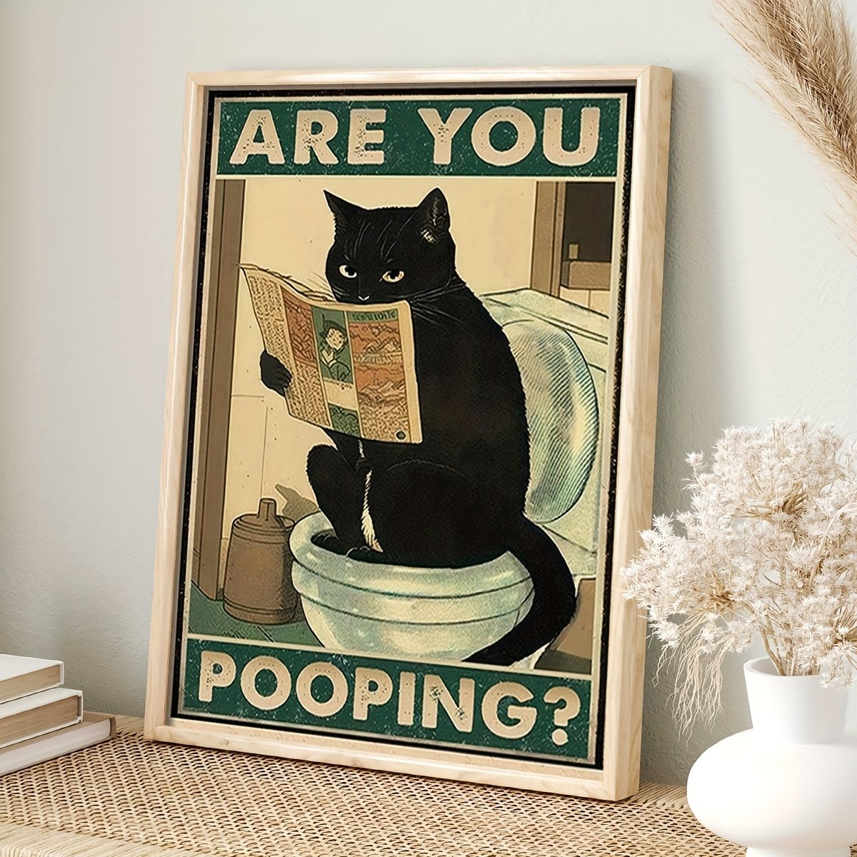 Art quote you are pooping black cat kitten reading newspaper
