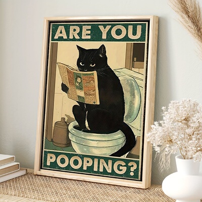 Art quote you are pooping black cat kitten reading newspaper