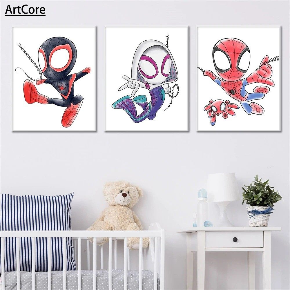 Disney Spidey and Friends Poster Nursery Wall Art Canvas