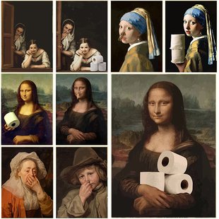 Decoration Toilet Painting Mona Poster Funny Lisa Bathroom
