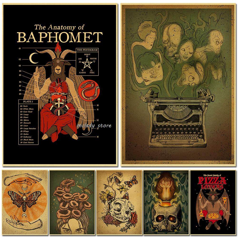 Witch European Alchemy Art Posters Retro Room Home decor Bar