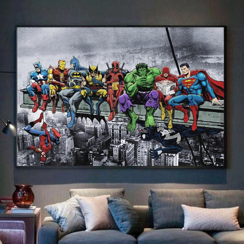 Marvel Avengers Funny Canvas Painting Spider-Man The Hulk