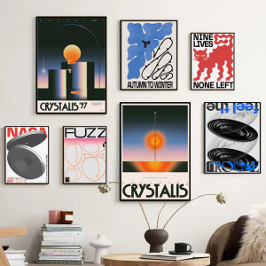 Vintage Japanese Tokyo Wall Art Posters Abstract Grey Brain