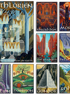 Tolkien Travel Middle Earth Landscape LOTR  Wall Art  Poster