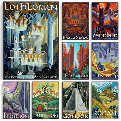 Tolkien Travel Middle Earth Landscape LOTR  Wall Art  Poster
