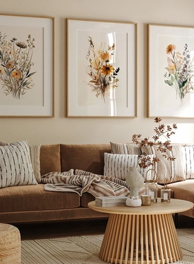 Scandinavian Minimalist Aesthetic Neutral Wildflowers Poster