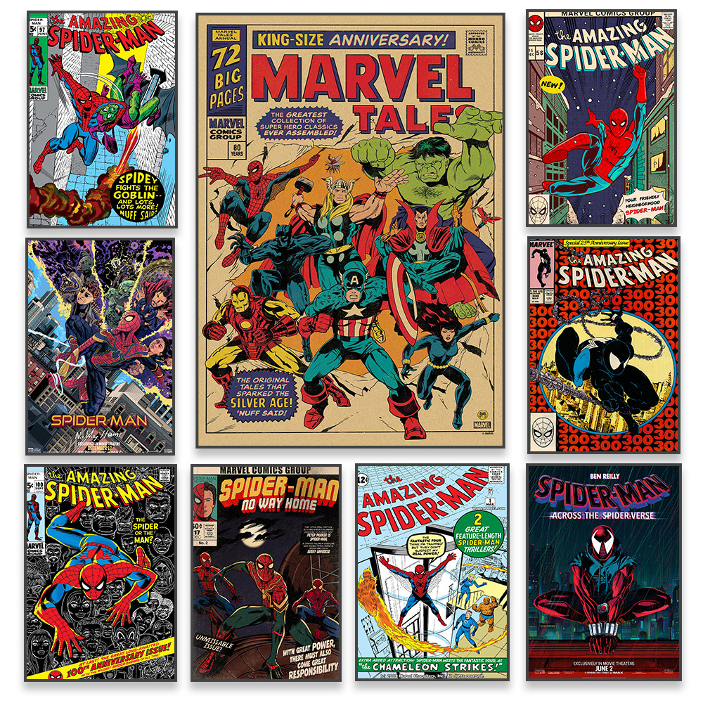 Disney Classic Poster Spiderman Avengers Movie Room Decor