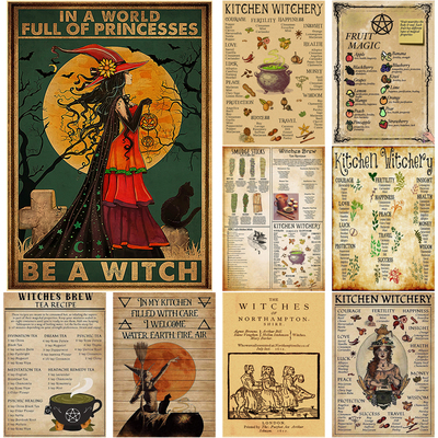 Kitchen Witchery Poster Retro Witch Brew Art Wall Painting