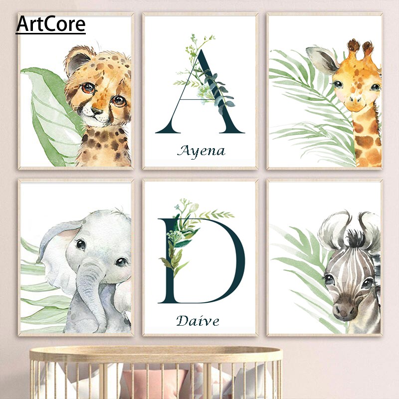 可爱动物海报卧室装饰婴儿房墙布