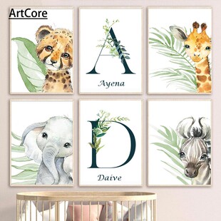 Cute Animal Poster Decoration Bedroom Baby Room Wall Canvas