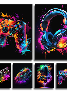 Game Character Art Poster Gamepad Headset Soccer Canvas