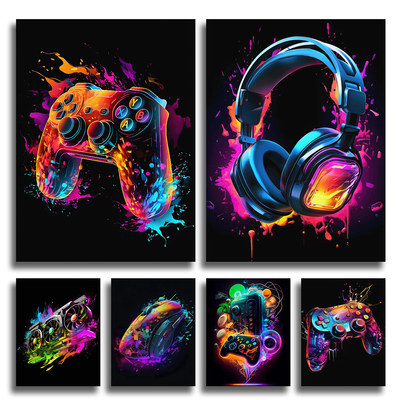 Game Character Art Poster Gamepad Headset Soccer Canvas