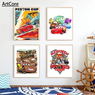 Cartoon Car Movie Art Prints Cars Animation Canvas Painting