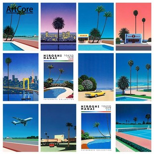 Hiroshi Nagai Vaporwave Japan Beach City Summer Wall Posters
