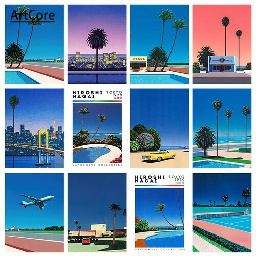 Hiroshi Nagai Vaporwave Japan Beach City Summer Wall Posters