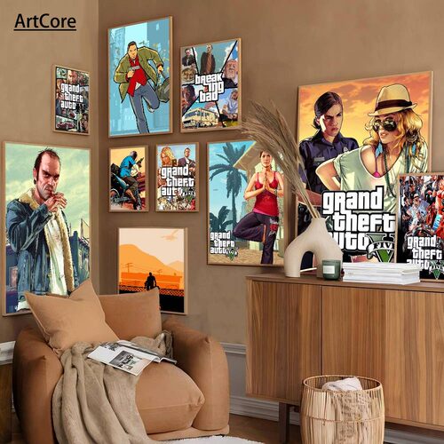 Grand Theft-Auto GTA-V Game Good Quality Prints Art Posters