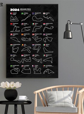 2024 F1World Racing Track Posters Canvas Wall Art Sports Car